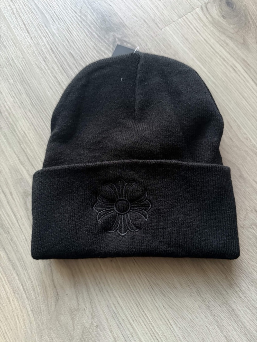 Chrome Hearts Black Embroidered Fleur Beanie - Men's Knit Hat